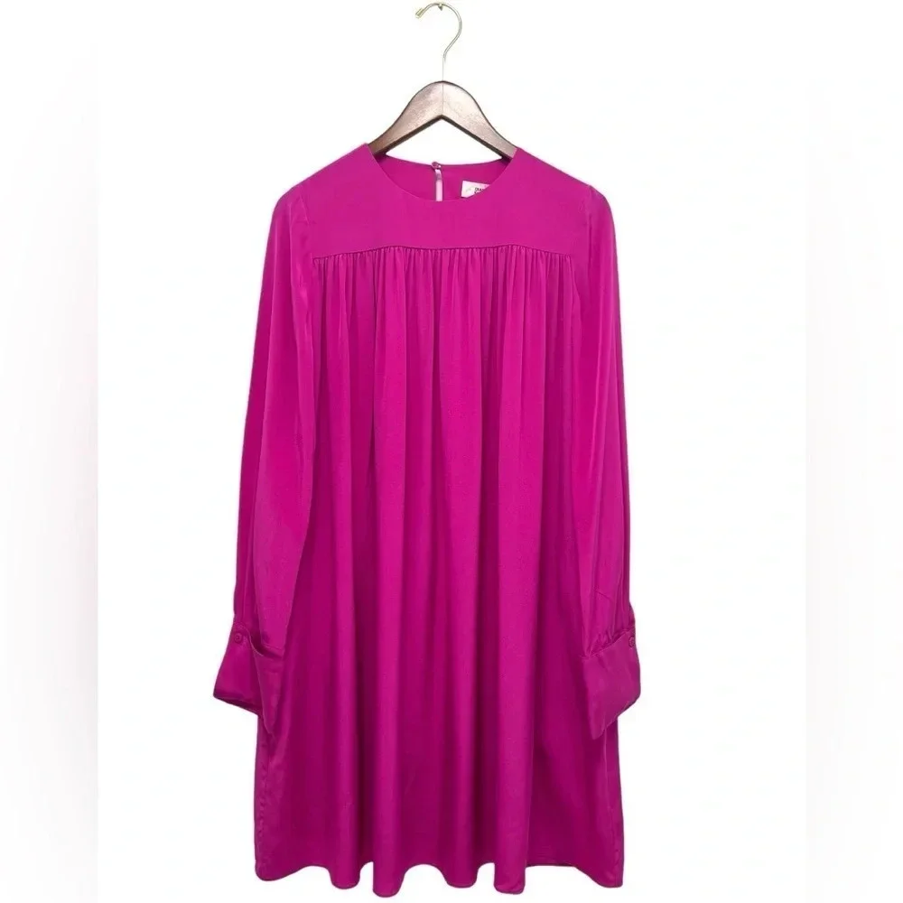 Diane von furstenberg DVF Ribbon Silk Swing Pleated Shift Pink Dress Chic Size 0 - Picture 5 of 12